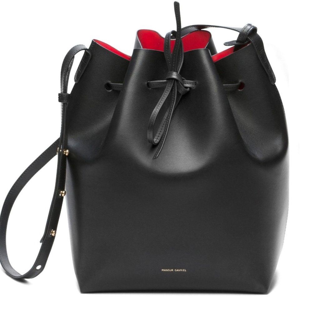 Mansur Gavriel Large Black Bucket Bag in Flamma